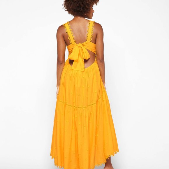 FARM RIO Yellow 3D Flowers Midi Dress - Picture 7 of 16